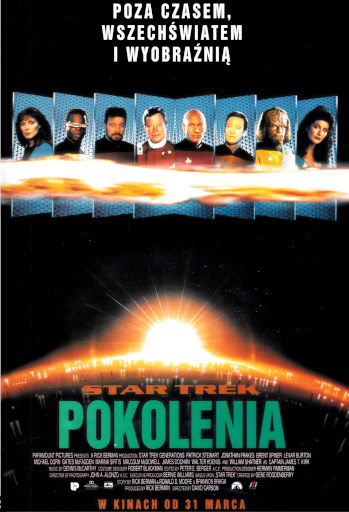 Polski plakat filmu 'Star Trek: Pokolenia'