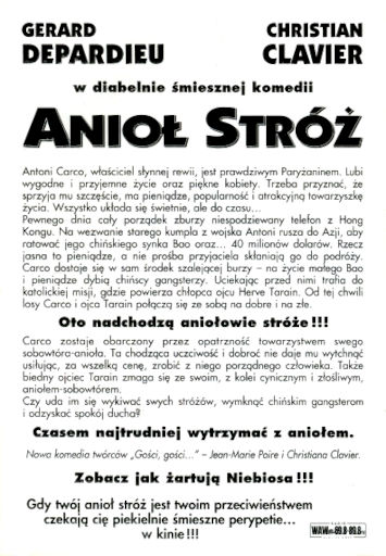 Tył ulotki filmu 'Anioł Stróż'