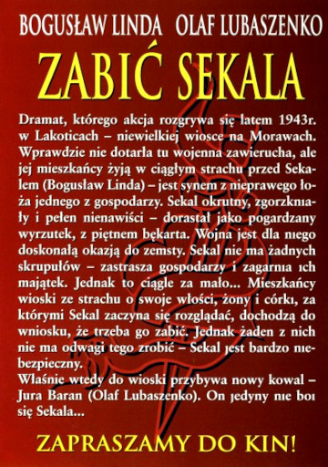 Tył ulotki filmu 'Zabić Sekala'