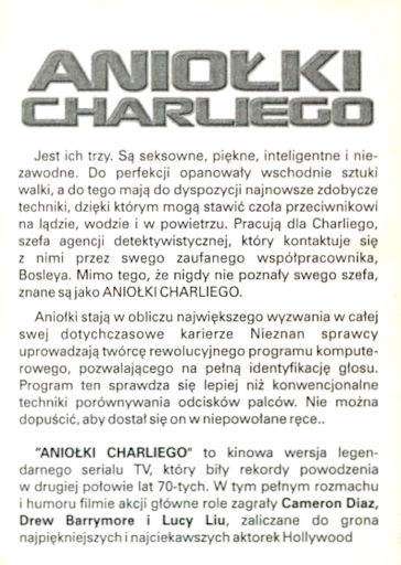 Tył ulotki filmu 'Aniołki Charliego'