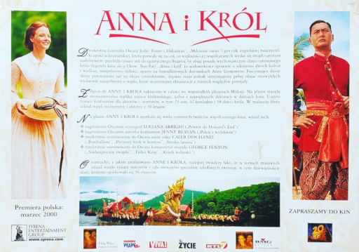 Tył ulotki filmu 'Anna i Król'