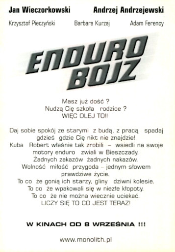 Tył ulotki filmu 'Enduro Bojz'