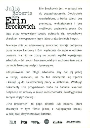 Tył ulotki filmu 'Erin Brockovich'