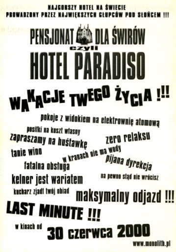 Tył ulotki filmu 'Pensjonat Dla Świrów, Czyli Hotel Paradiso'