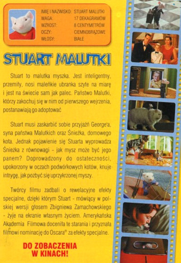 Tył ulotki filmu 'Stuart Malutki'