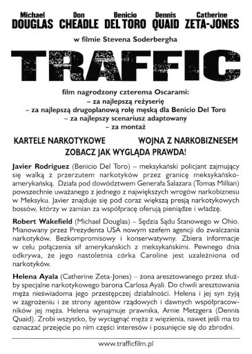 Tył ulotki filmu 'Traffic'