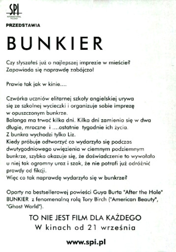 Tył ulotki filmu 'Bunkier'