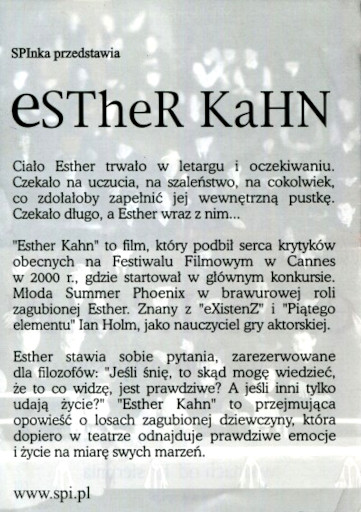 Tył ulotki filmu 'Esther Kahn'