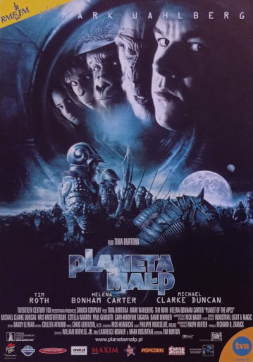 Przód ulotki filmu 'Planeta Małp'