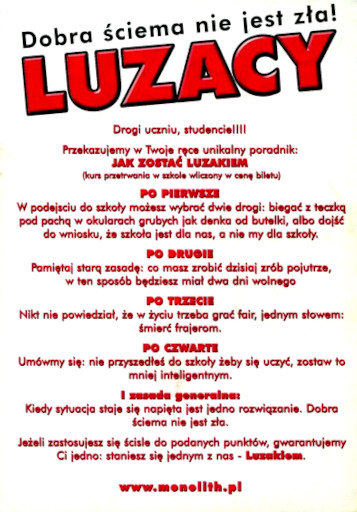 Tył ulotki filmu 'Luzacy'