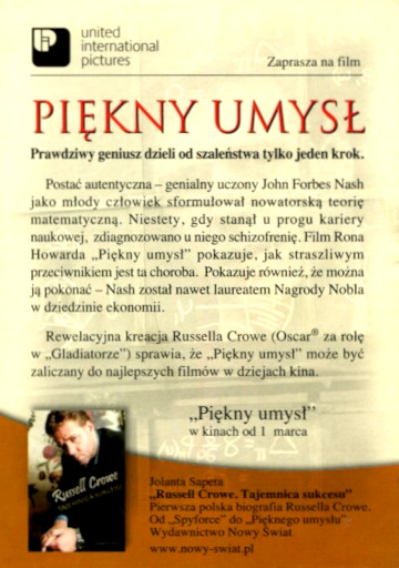 Tył ulotki filmu 'Piękny Umysł'