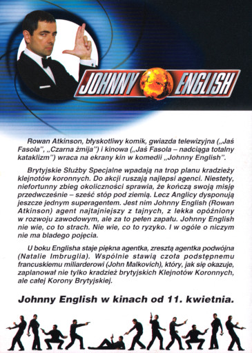 Tył ulotki filmu 'Johnny English'