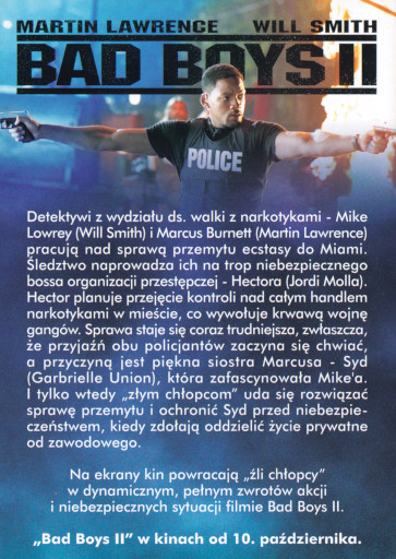 Tył ulotki filmu 'Bad Boys II'