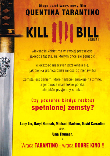 Tył ulotki filmu 'Kill Bill'