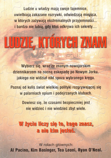 Tył ulotki filmu 'Ludzie, Których Znam'