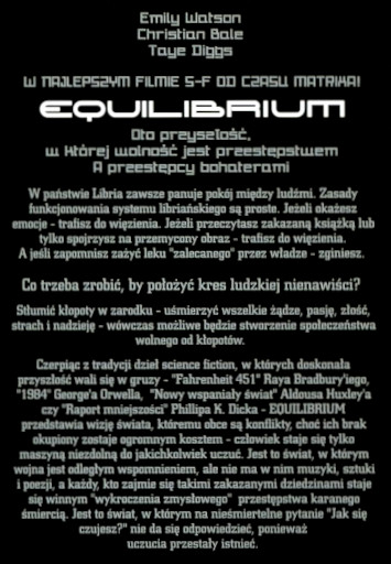 Tył ulotki filmu 'Equilibrium'