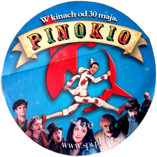 Przód ulotki filmu 'Pinokio'