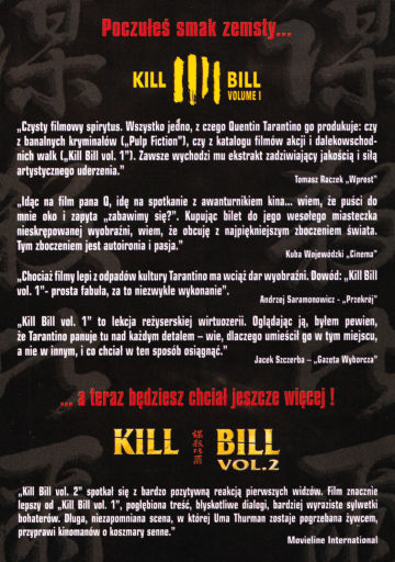 Tył ulotki filmu 'Kill Bill 2'