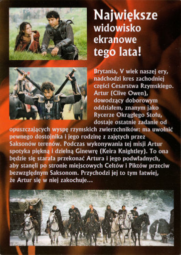 Tył ulotki filmu 'Król Artur'