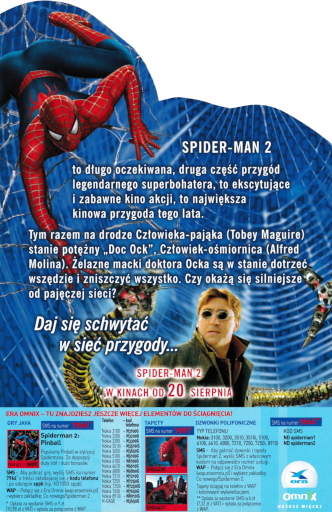 Tył ulotki filmu 'Spider-Man 2'