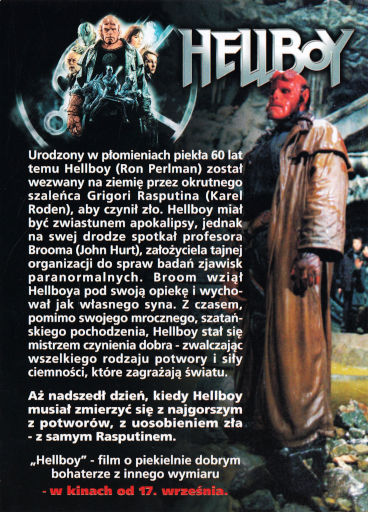 Tył ulotki filmu 'Hellboy'