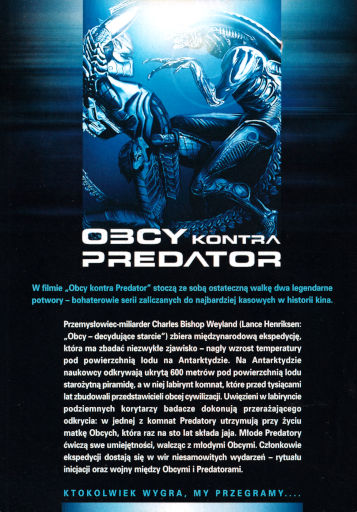 Tył ulotki filmu 'Obcy Kontra Predator'