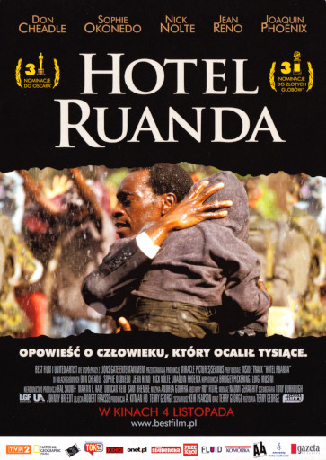 Przód ulotki filmu 'Hotel Ruanda'