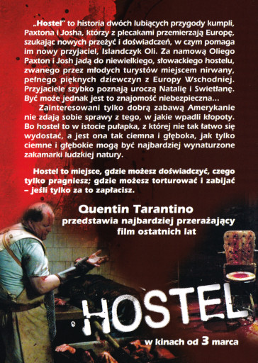 Tył ulotki filmu 'Hostel'