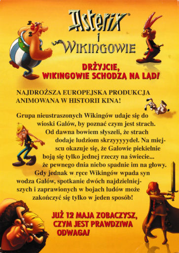 Tył ulotki filmu 'Asterix i Wikingowie'