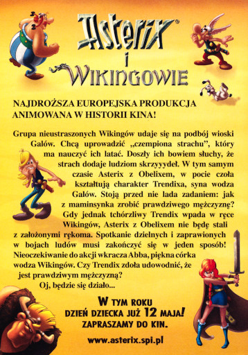 Tył ulotki filmu 'Asterix i Wikingowie'