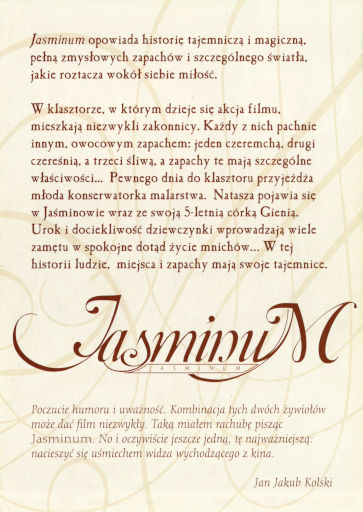 Tył ulotki filmu 'Jasminum'