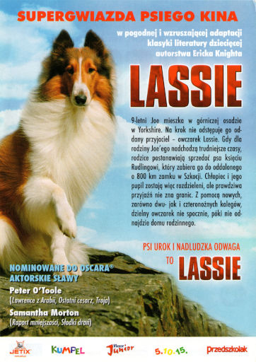 Tył ulotki filmu 'Lassie'