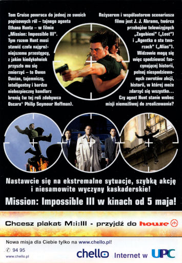 Tył ulotki filmu 'Mission: Impossible III'