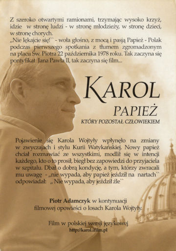 Tył ulotki filmu 'Karol - Papież, Który Pozostał Człowiekiem'