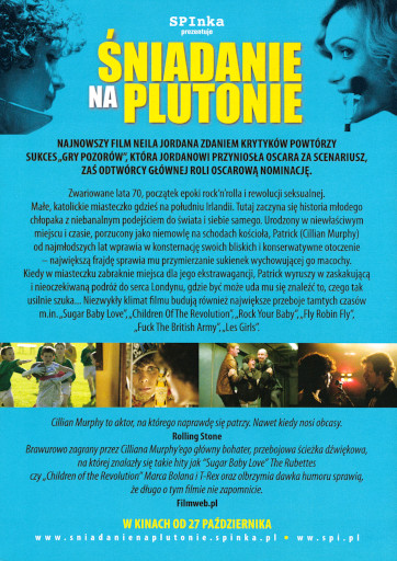 Tył ulotki filmu 'Śniadanie Na Plutonie'