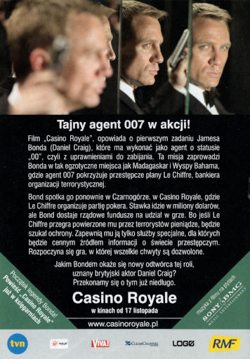 Tył ulotki filmu 'Casino Royale'