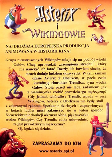 Tył ulotki filmu 'Asterix i Wikingowie'