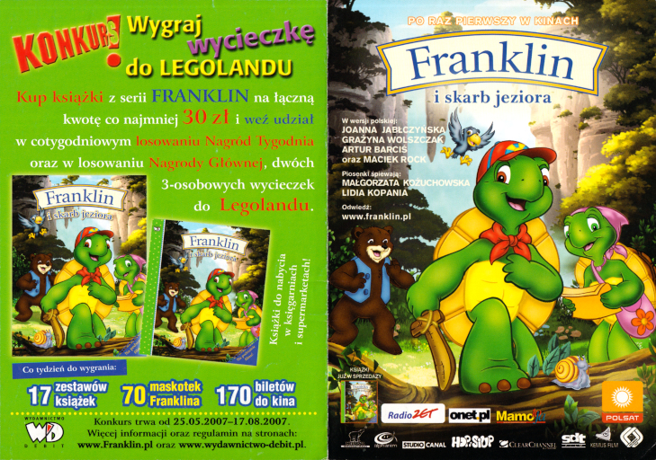 Przód ulotki filmu 'Franklin i Skarb Jeziora'