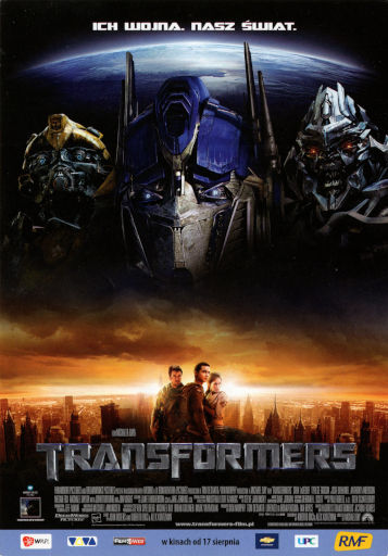 Przód ulotki filmu 'Transformers'