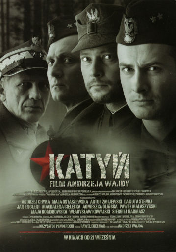 Przód ulotki filmu 'Katyń'