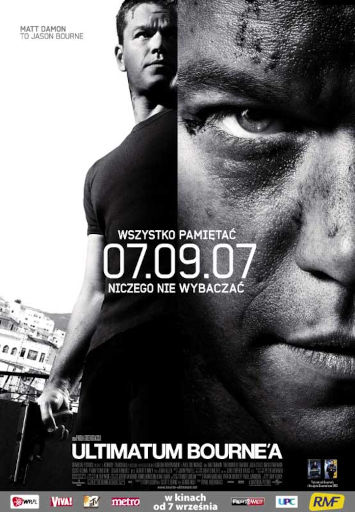 Polski plakat filmu 'Ultimatum Bourne'a'