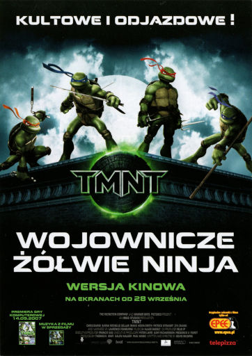 Przód ulotki filmu 'Wojownicze Żółwie Ninja'