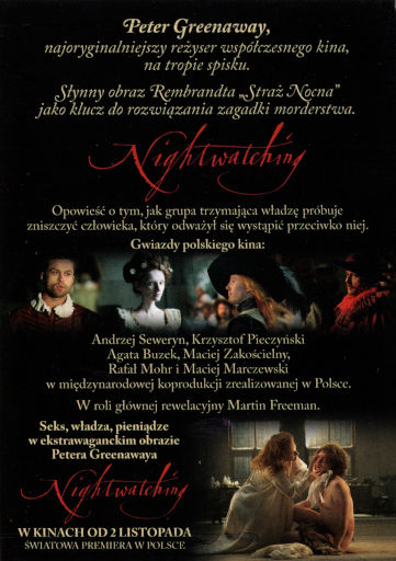 Tył ulotki filmu 'Nightwatching'