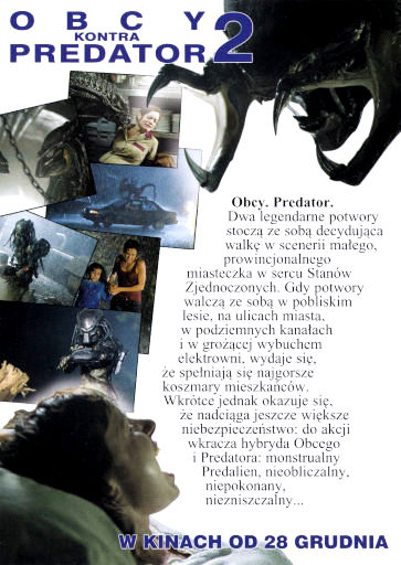 Tył ulotki filmu 'Obcy Kontra Predator 2'