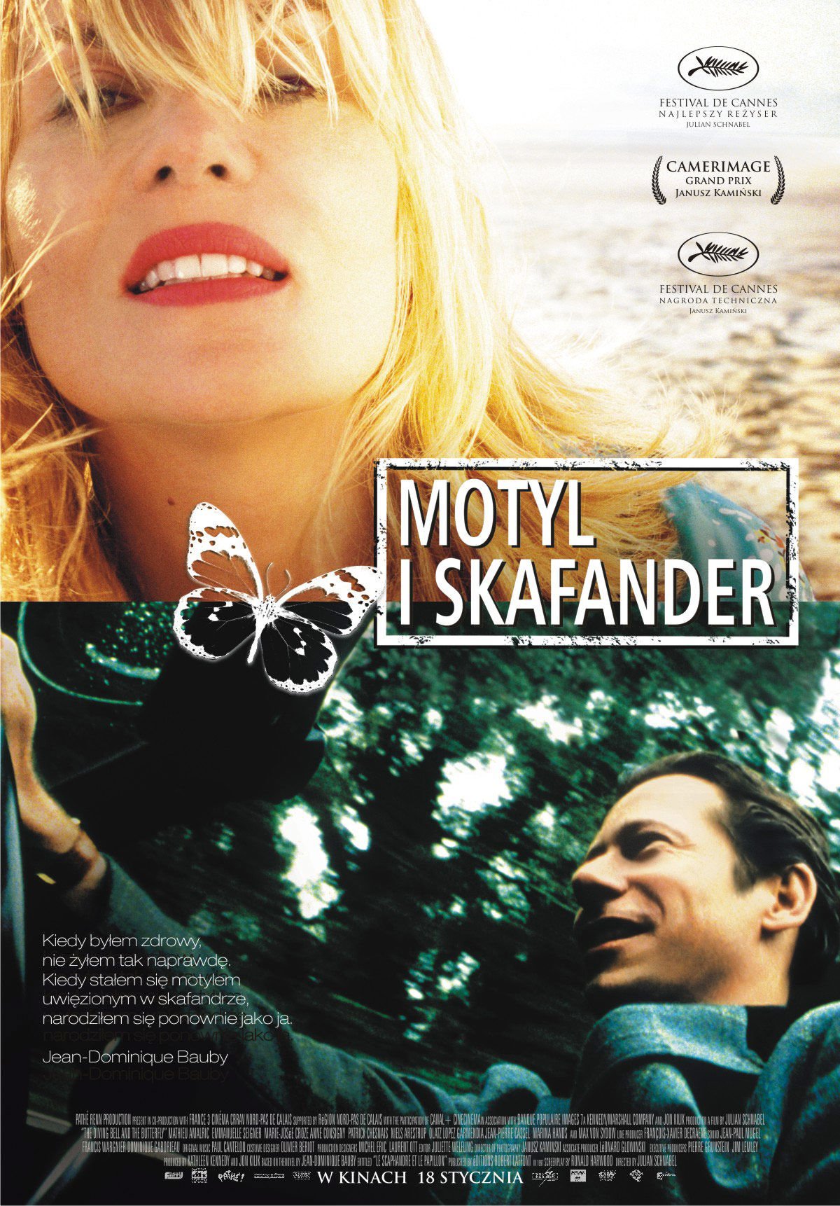 Polski plakat filmu 'Motyl i Skafander'