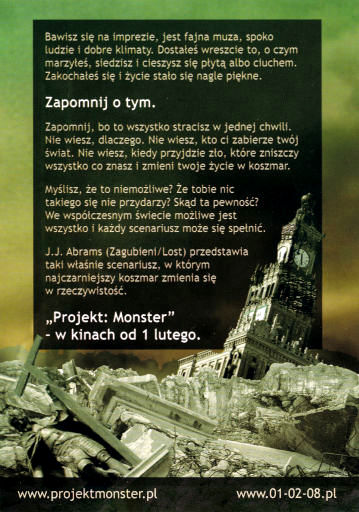 Tył ulotki filmu 'Projekt: Monster'