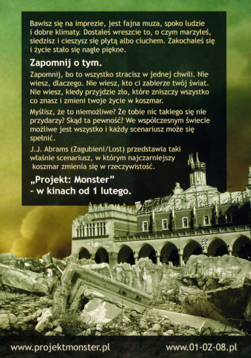 Tył ulotki filmu 'Projekt: Monster'