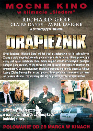 Tył ulotki filmu 'Drapieżnik'