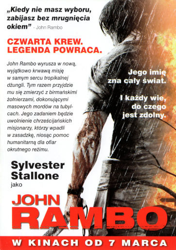 Tył ulotki filmu 'John Rambo'