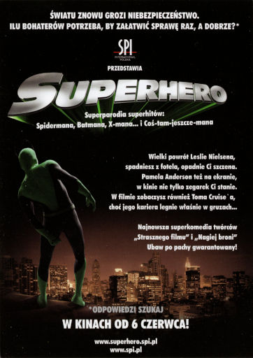 Tył ulotki filmu 'Superhero'